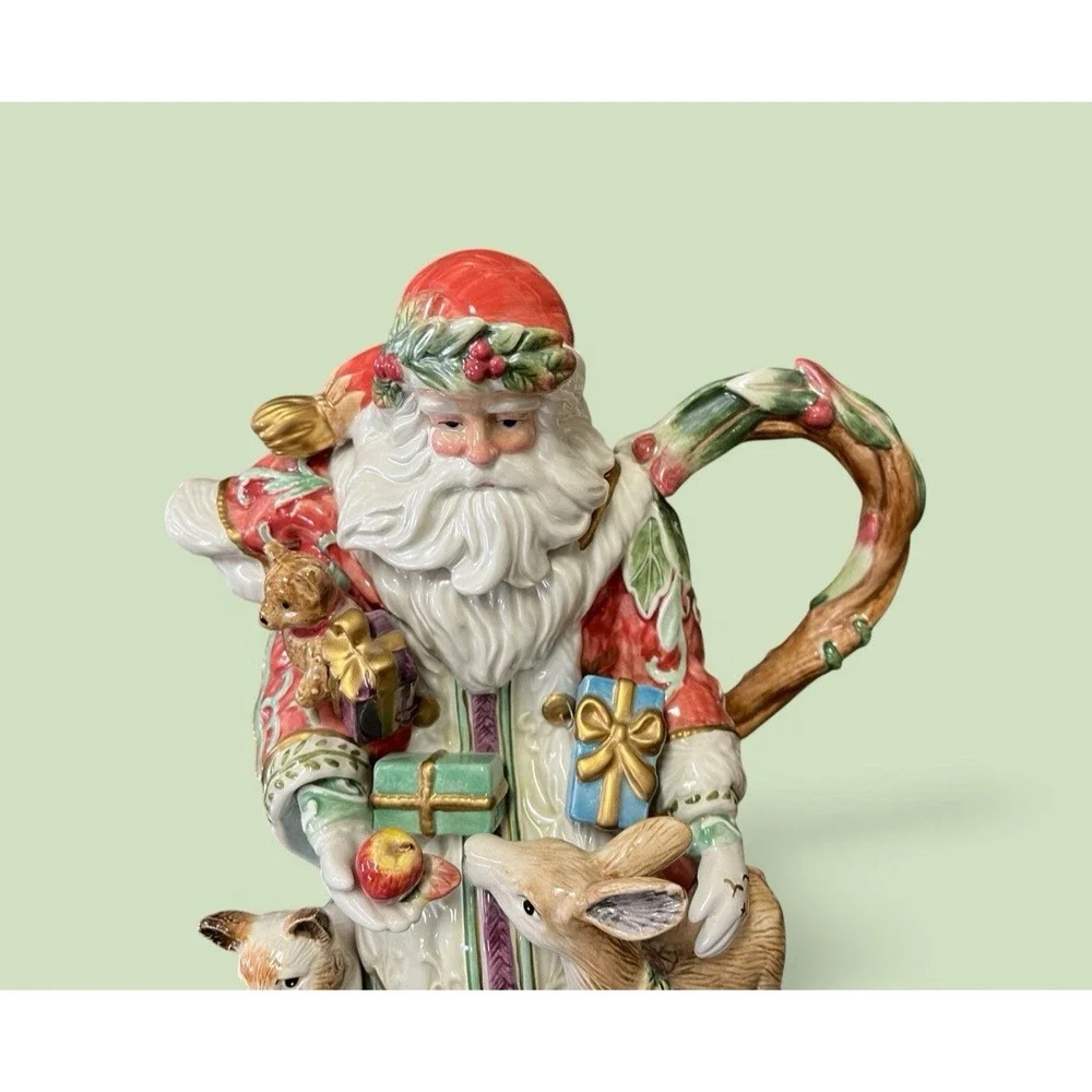 Fitz &‎ Floyd Classics Enchanted Holiday Santa Claus Teapot Tea Pot Pitcher Xmas